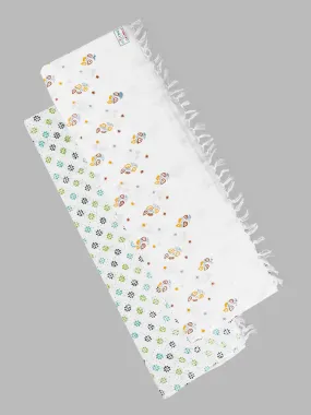 Cotton White Print Bath Towel NO 4092 (3 PCs Pack)