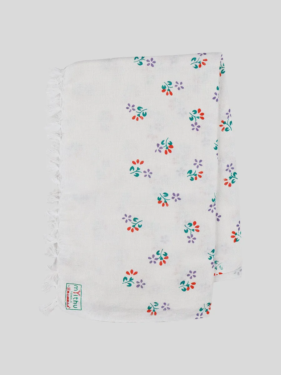 Cotton White Print Bath Towel NO 4092 (3 PCs Pack)