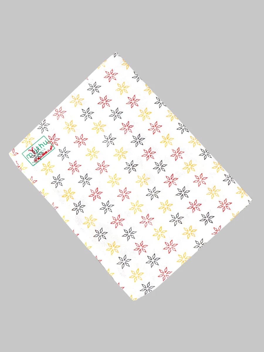 Cotton White Printed Bath Towel (3 PCs Pack)
