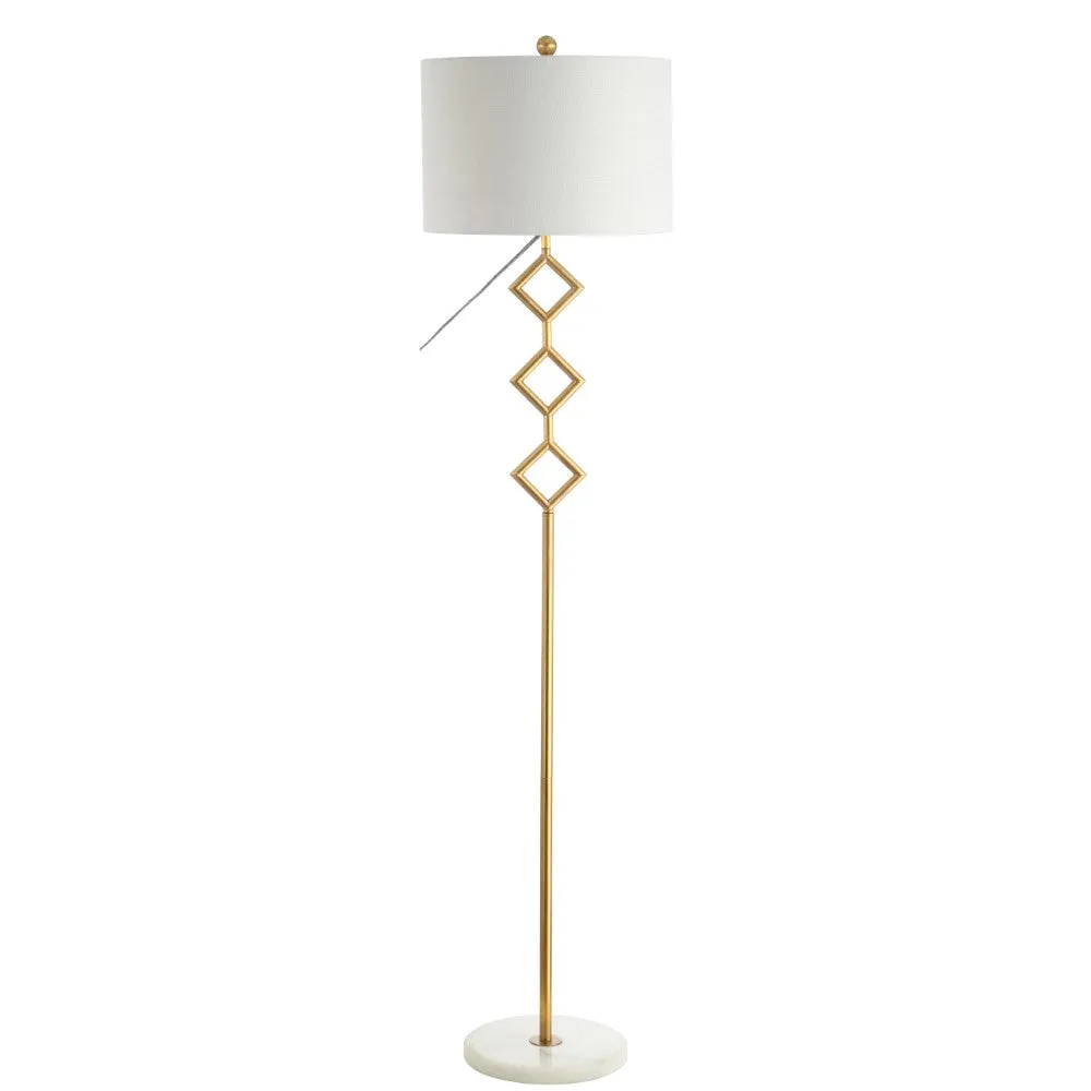 Crane 61.5" Modern Gilt Metal with Marble Based LED Floor Lamp