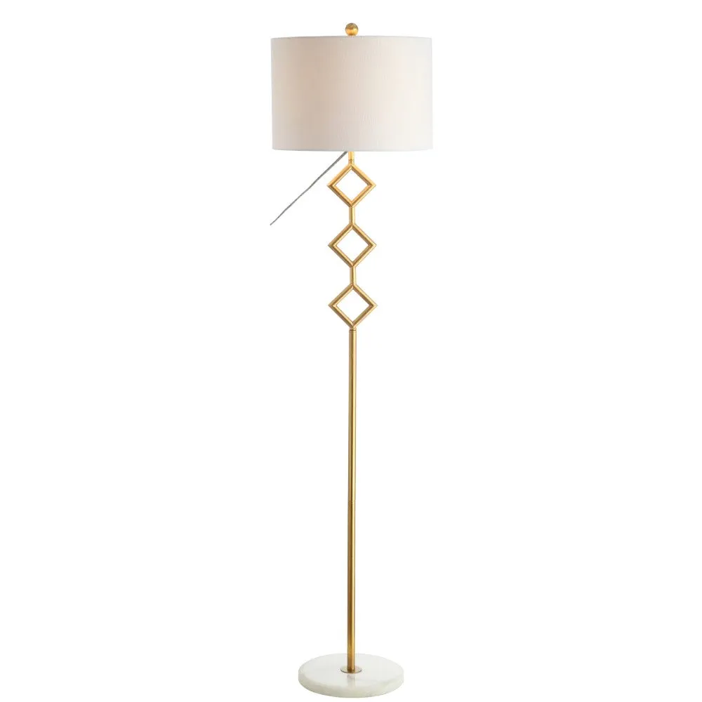 Crane 61.5" Modern Gilt Metal with Marble Based LED Floor Lamp