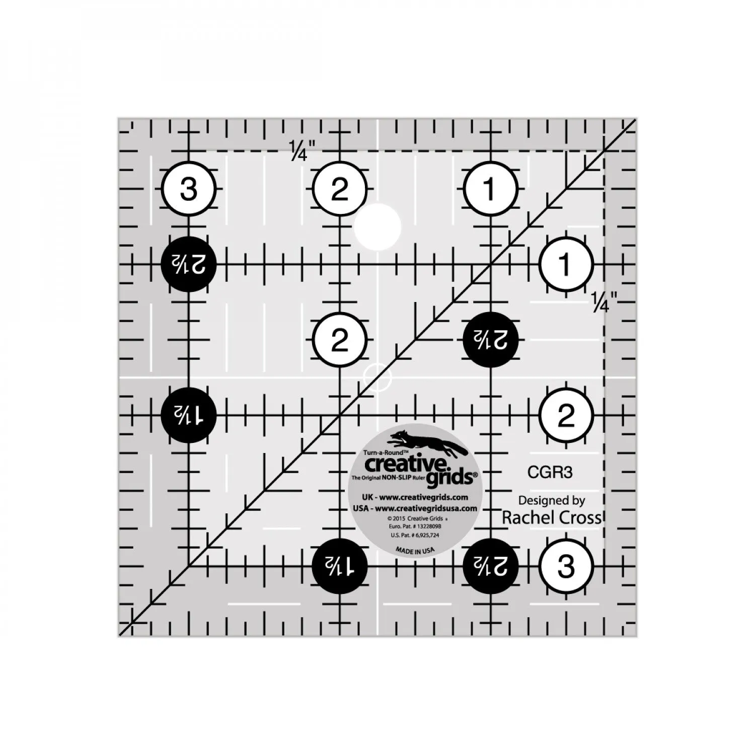 Creative Grids Quilt Ruler 3-1/2in Square # CGR3