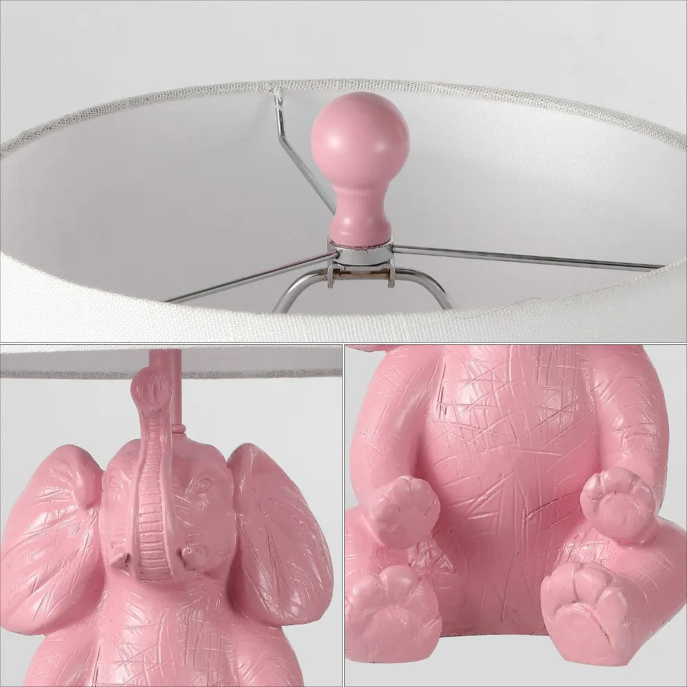 Crestview 21" Modern Shabby Chic Resin/Iron Happy Elephant LED Kids' Table Lamp with Phone Stand