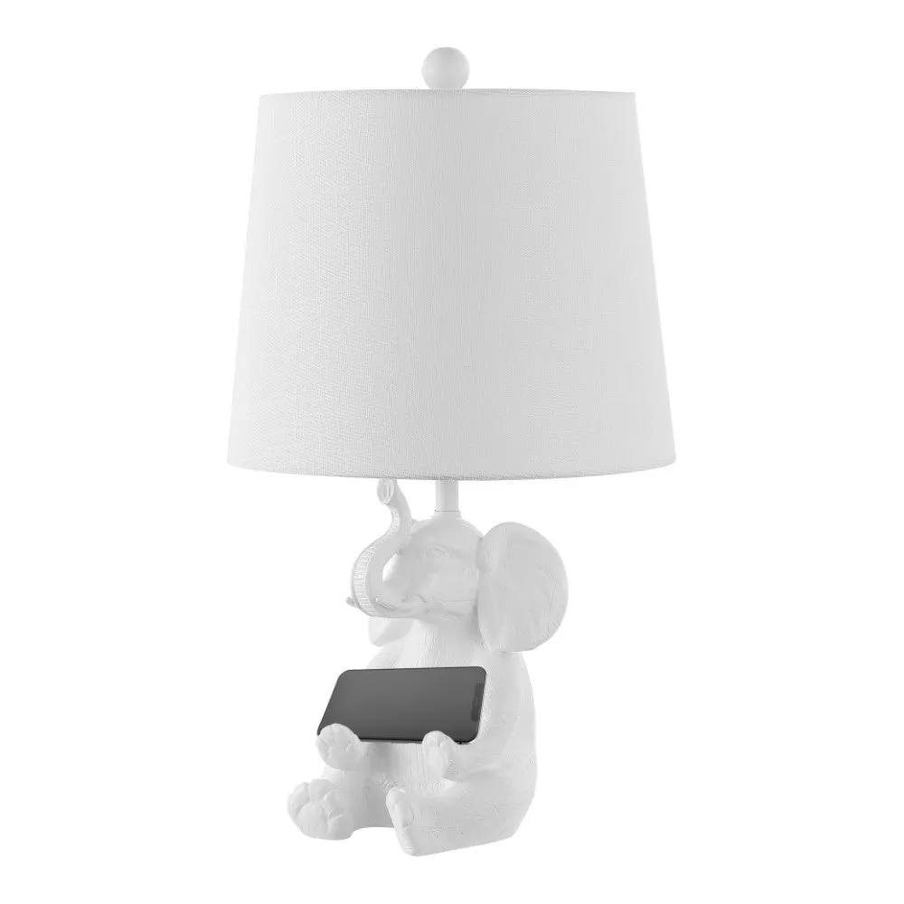 Crestview 21" Modern Shabby Chic Resin/Iron Happy Elephant LED Kids' Table Lamp with Phone Stand