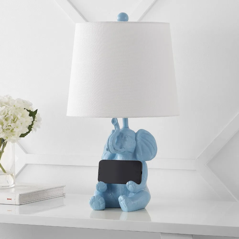 Crestview 21" Modern Shabby Chic Resin/Iron Happy Elephant LED Kids' Table Lamp with Phone Stand