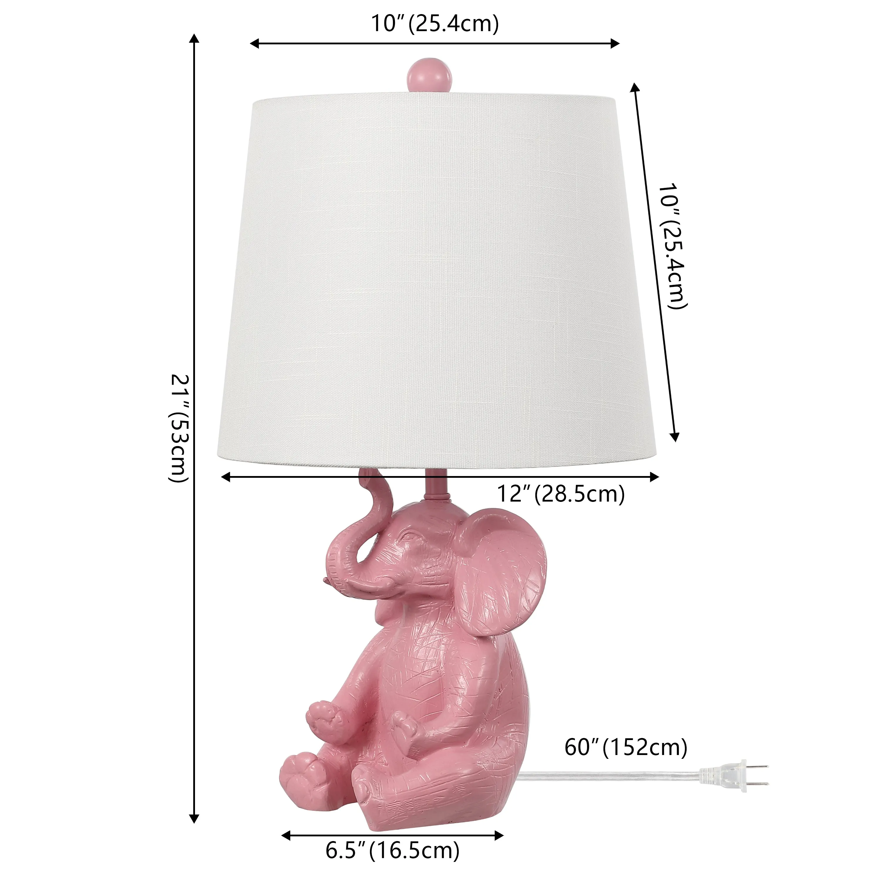 Crestview 21" Modern Shabby Chic Resin/Iron Happy Elephant LED Kids' Table Lamp with Phone Stand