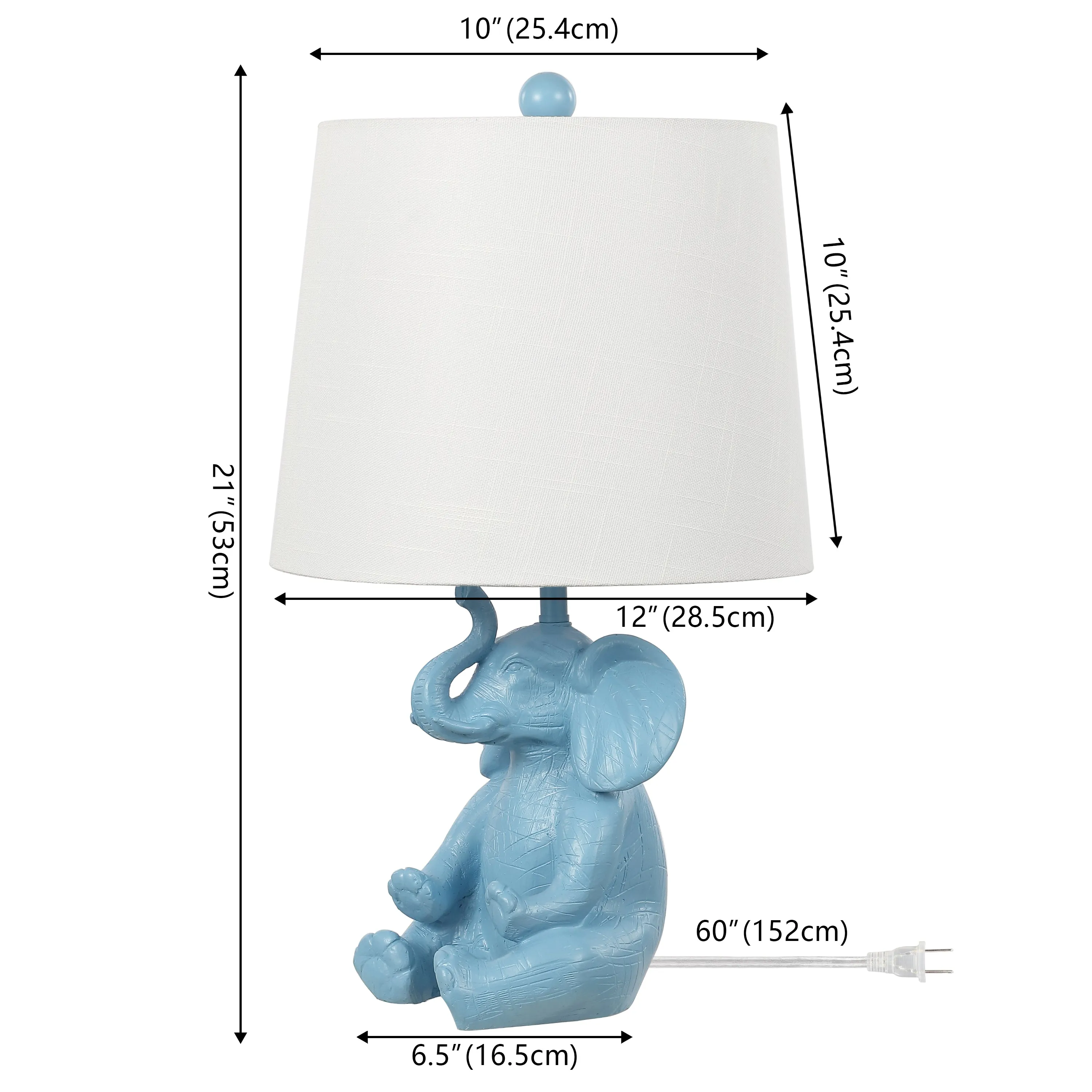 Crestview 21" Modern Shabby Chic Resin/Iron Happy Elephant LED Kids' Table Lamp with Phone Stand