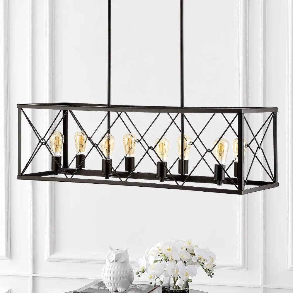 dalax 39" 8-Light Adjustable Iron Farmhouse Industrial LED Dimmable Pendant