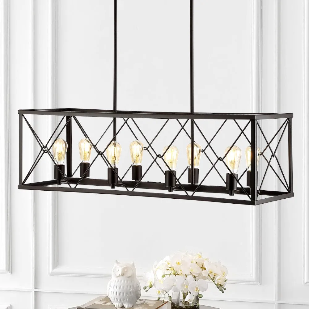 dalax 39" 8-Light Adjustable Iron Farmhouse Industrial LED Dimmable Pendant