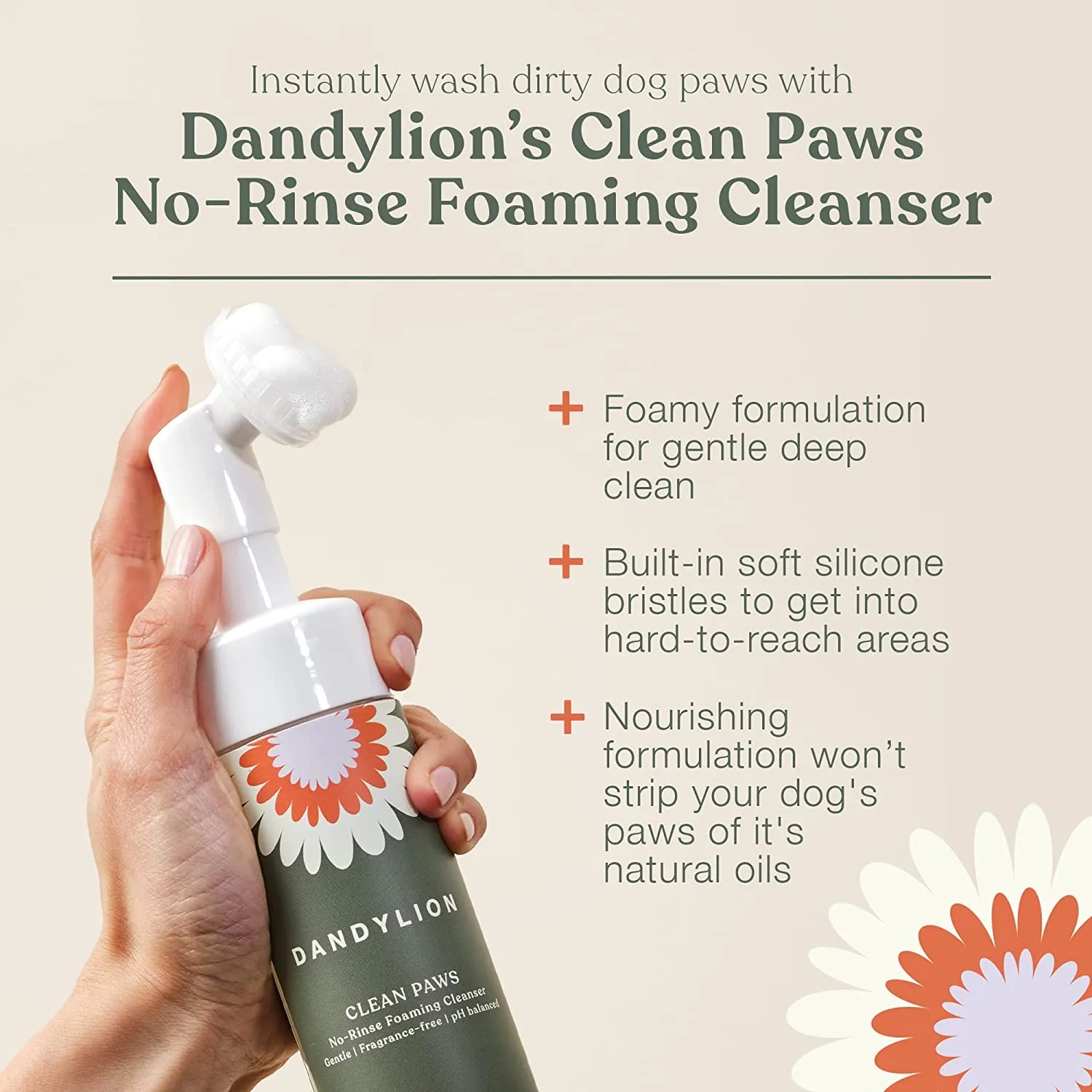 dandylion clean paws - no rinse foaming cleanser
