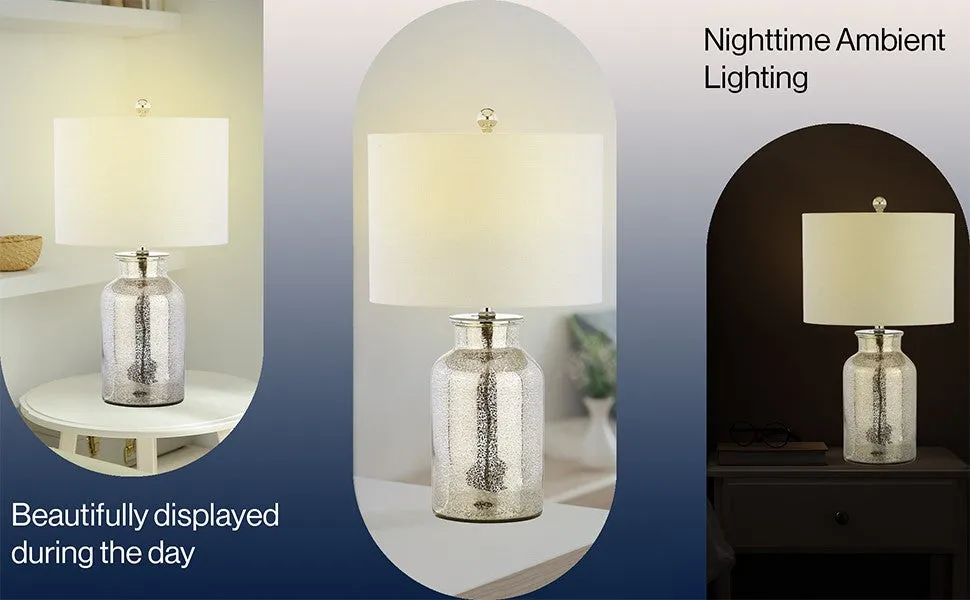 Dax 24.5" Trellis Pattern Glass LED Table Lamp