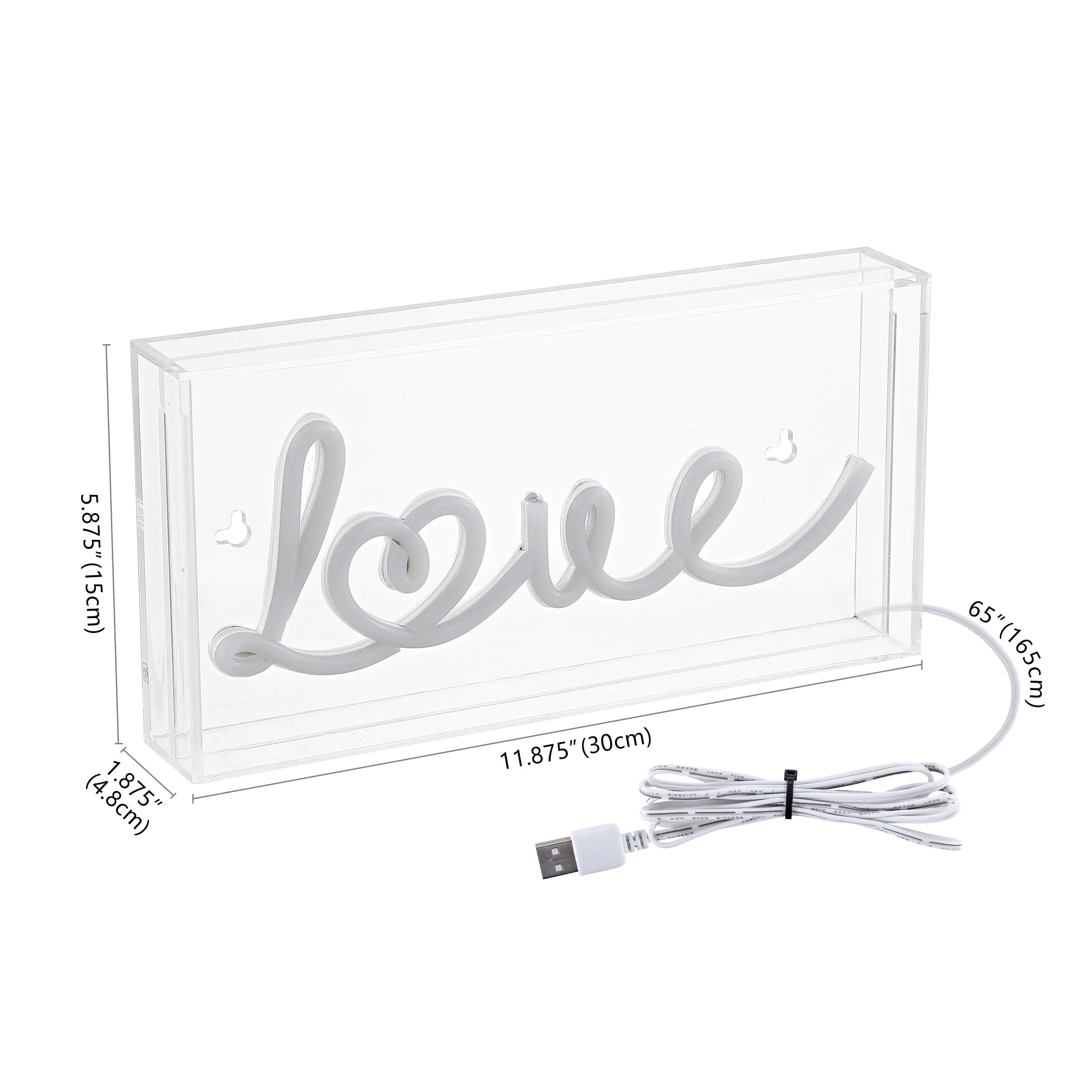 Decor  Love Contemporary Glam Acrylic Box USB Operated LED Neon Light