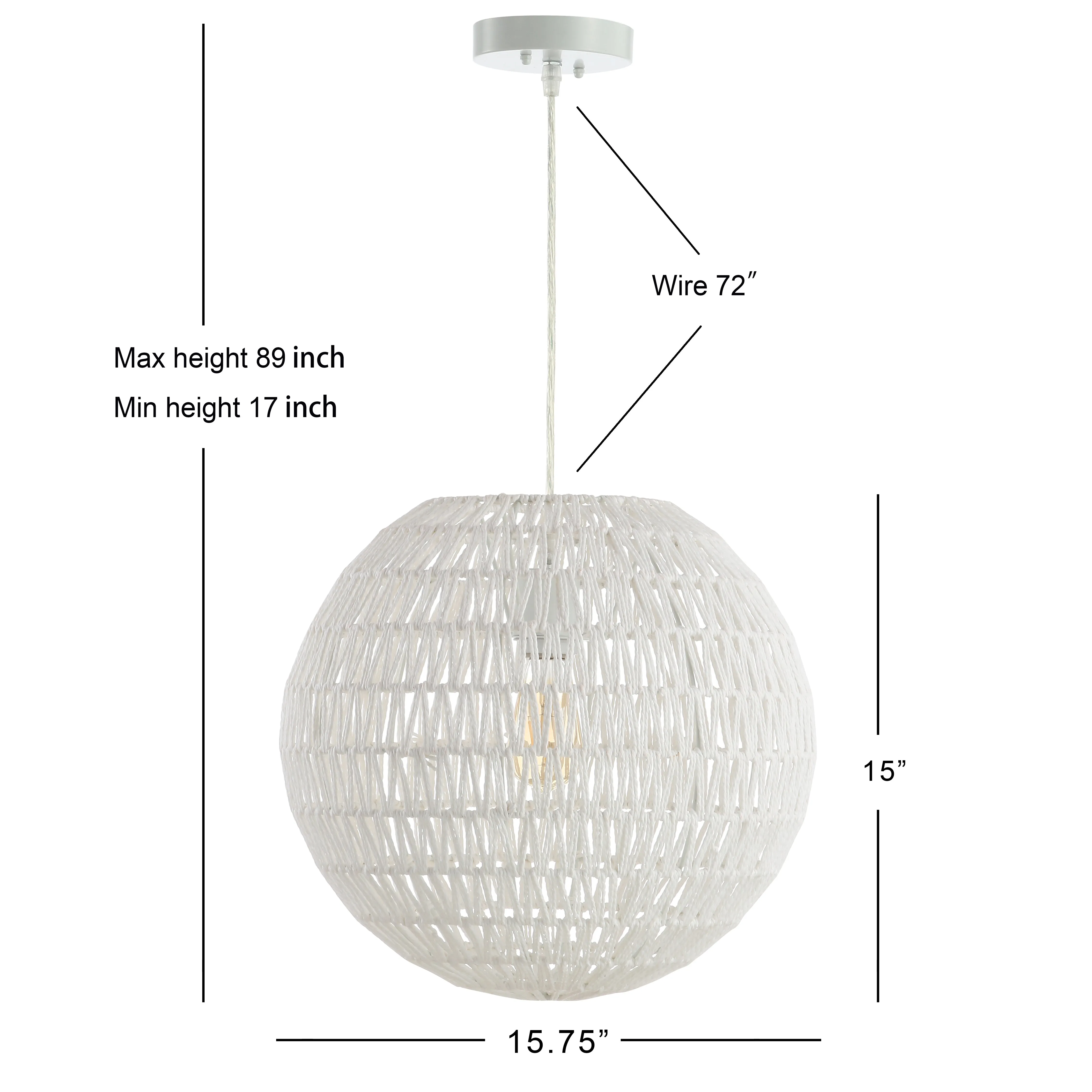 Derrick 15.7" Woven Rattan Orb LED Pendant