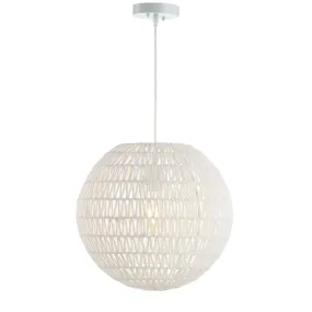 Derrick 15.7" Woven Rattan Orb LED Pendant