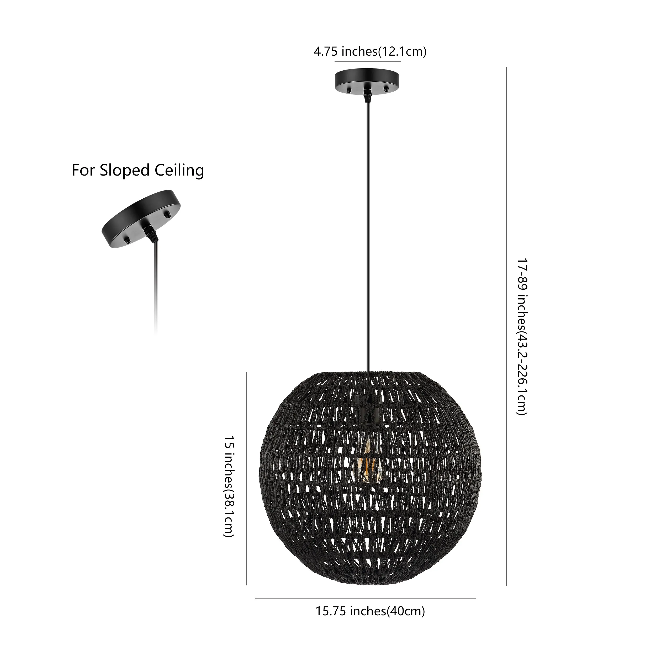 Derrick 15.7" Woven Rattan Orb LED Pendant