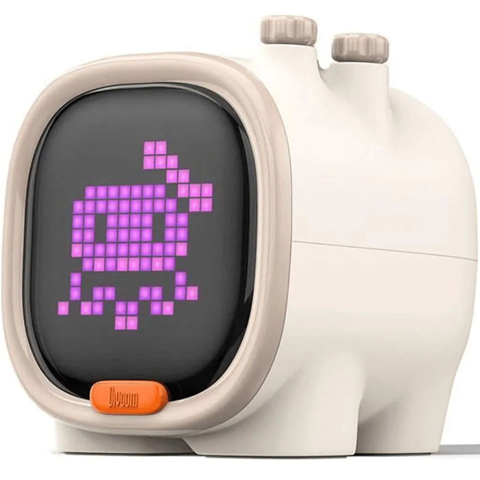 Divoom Timoo Bluetooth Speaker LED Pixel Display Alarm Clock White Ivory
