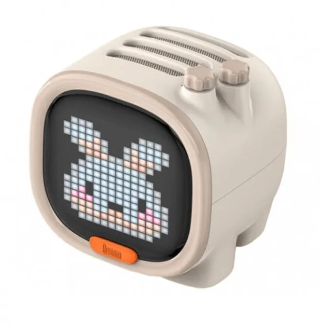 Divoom Timoo Bluetooth Speaker LED Pixel Display Alarm Clock White Ivory