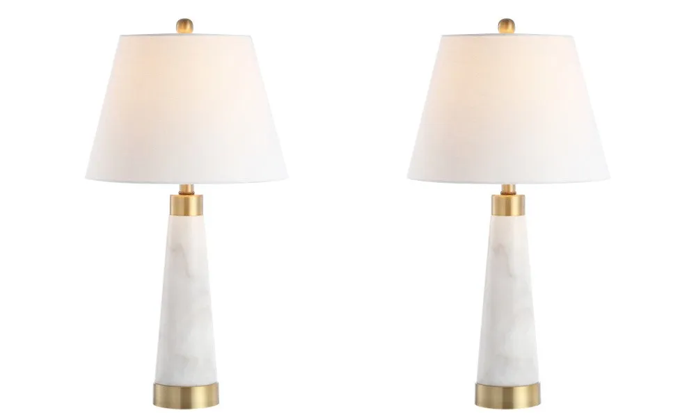 Doyle 26.5" Marble/Iron Gold Modern Column LED Table Lamp