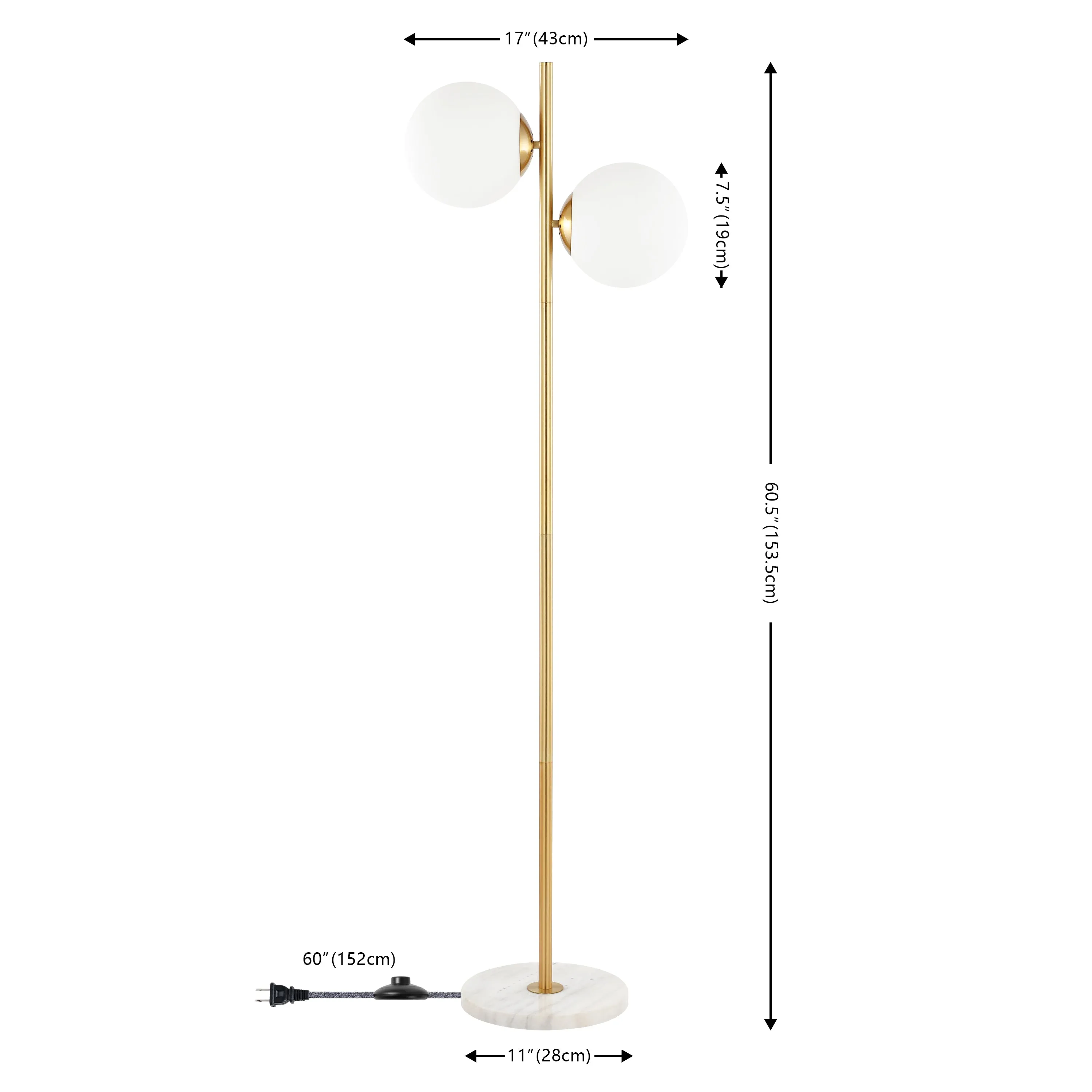 Elza 60.5" Modern Parisian Candlestick Iron LED Floor Lamp