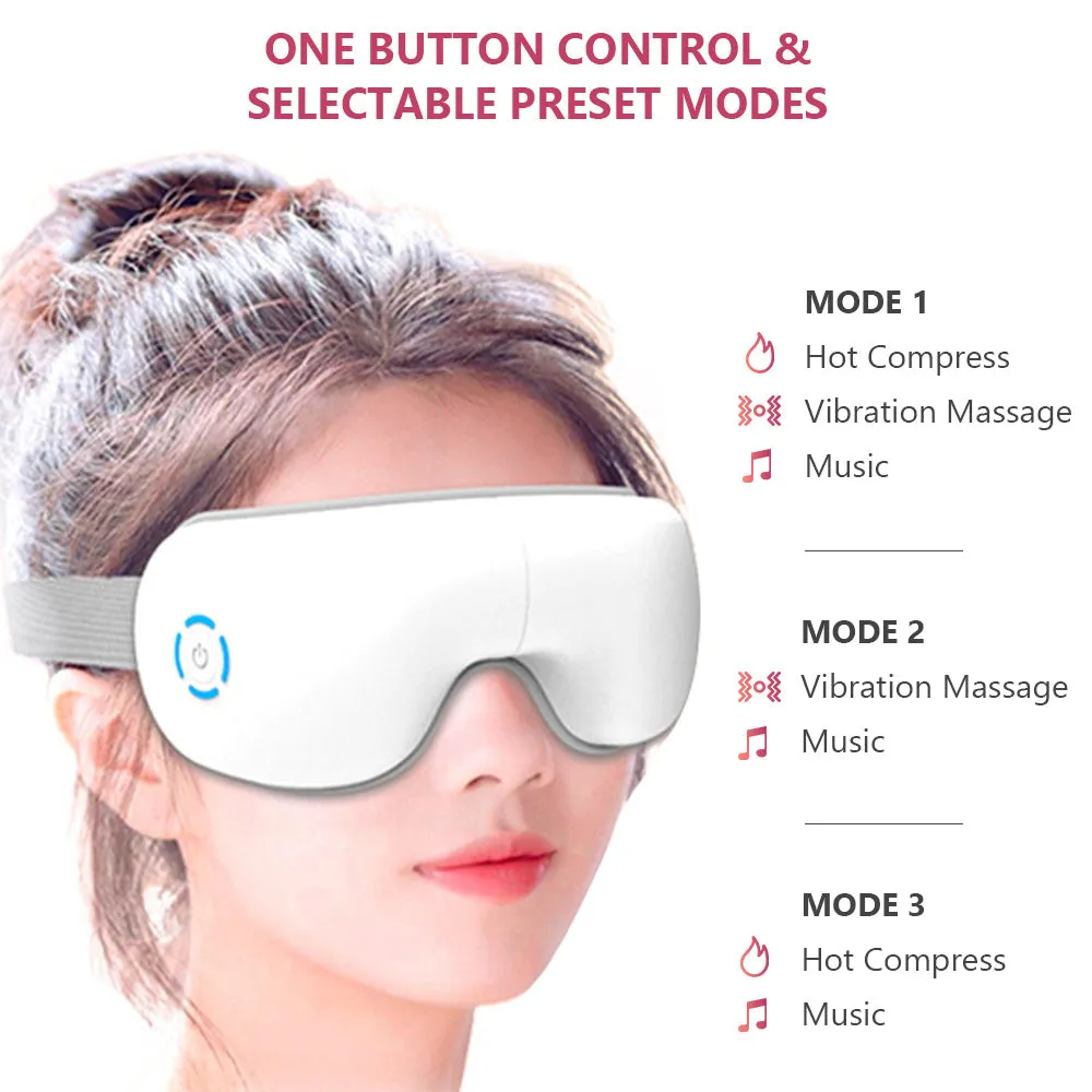 Eye Massager with Heat & Compression, Relax and Reduce Eye Strain Dark Circles Eye Bags Dry Eye Improve Sleep