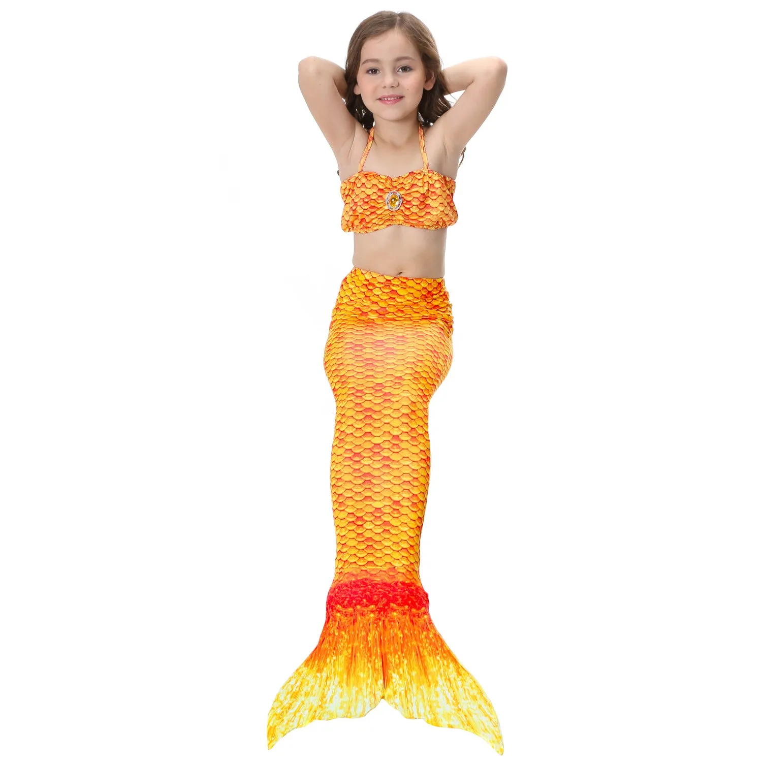 Fancydresswale Mermaid swimming costume bikini for Girls- Orange