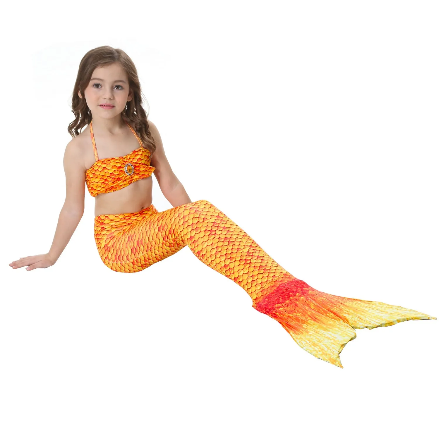 Fancydresswale Mermaid swimming costume bikini for Girls- Orange