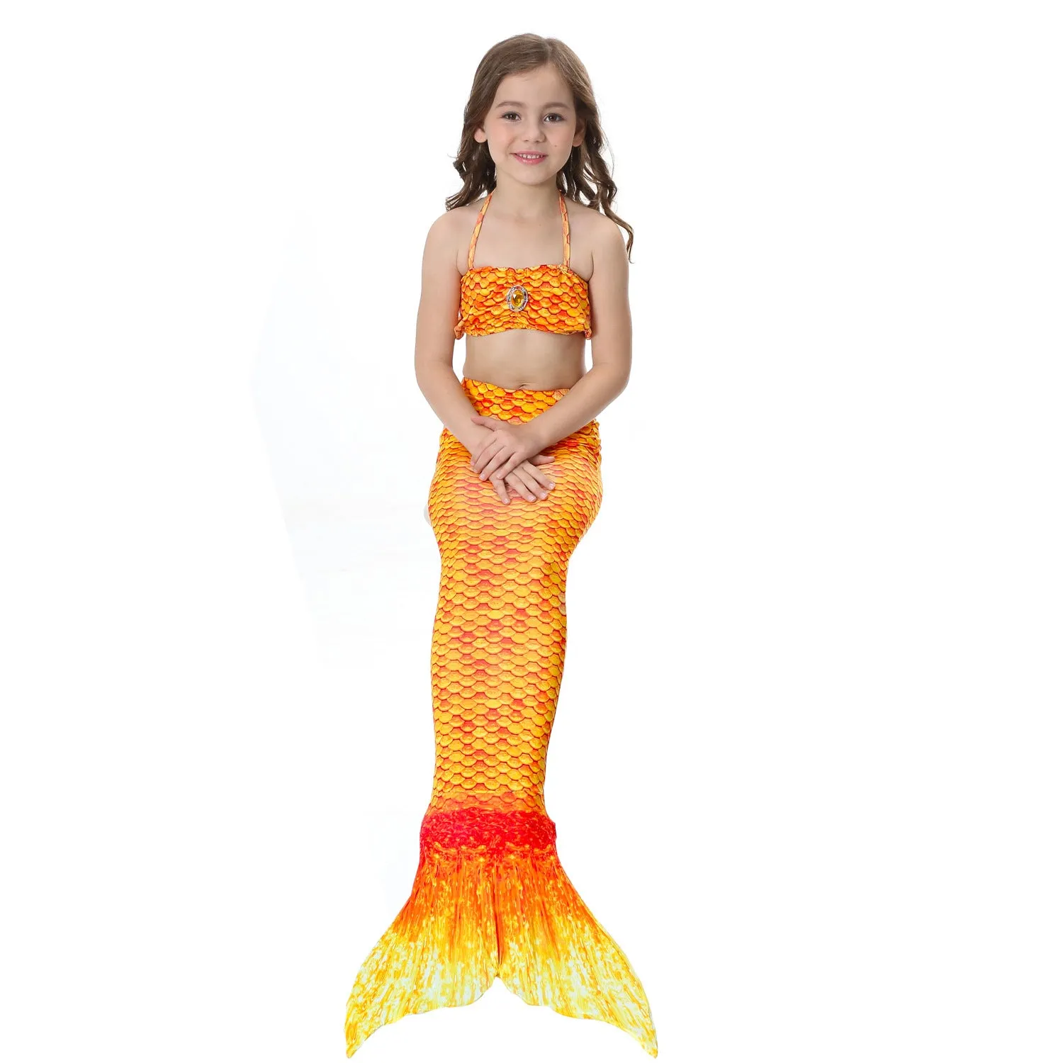 Fancydresswale Mermaid swimming costume bikini for Girls- Orange