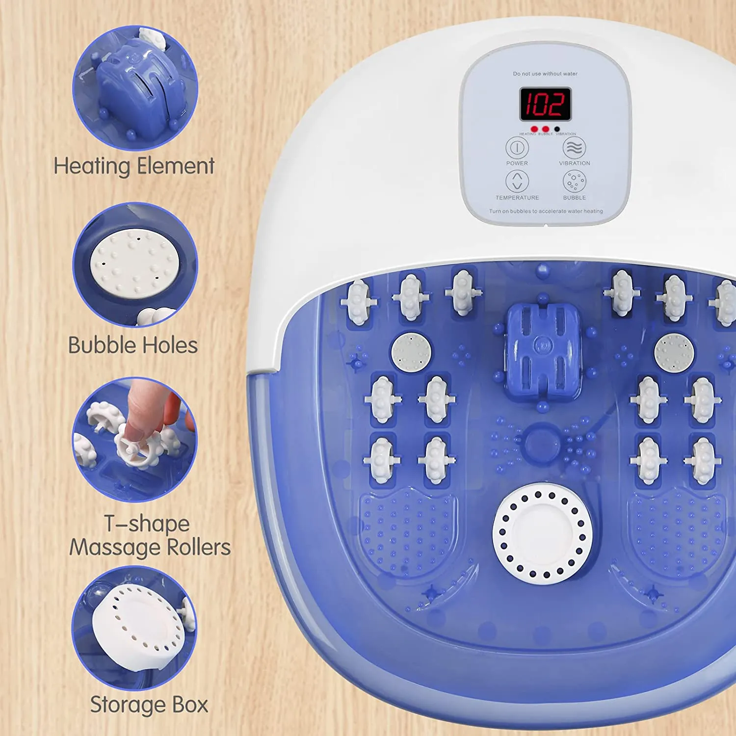 Foot Spa Bath Massager I Heating & Vibration & Bubble 3 in 1 Foot Bath With Massage Rollers to Relax