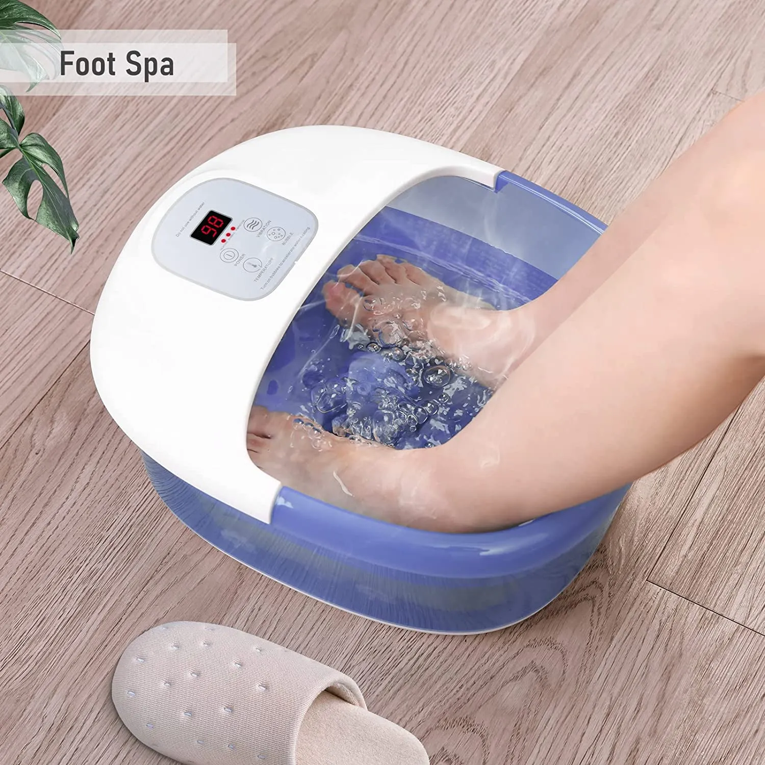 Foot Spa Bath Massager I Heating & Vibration & Bubble 3 in 1 Foot Bath With Massage Rollers to Relax