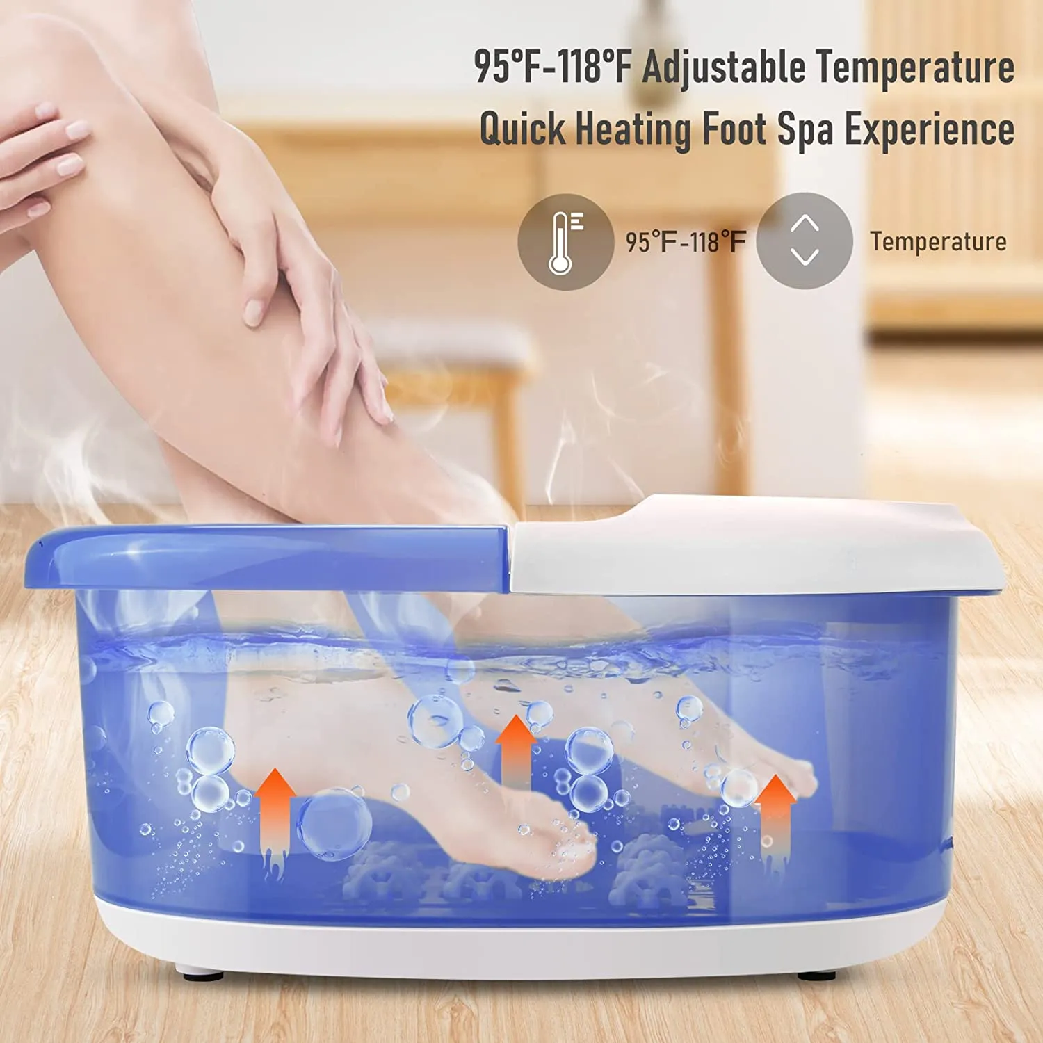 Foot Spa Bath Massager I Heating & Vibration & Bubble 3 in 1 Foot Bath With Massage Rollers to Relax