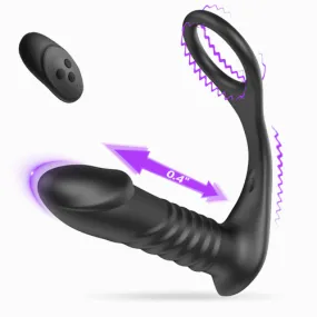 Free 10 Thrilling Vibration 3 Thrusting Silicone Remote Control Cock Ring Anal Vibrator