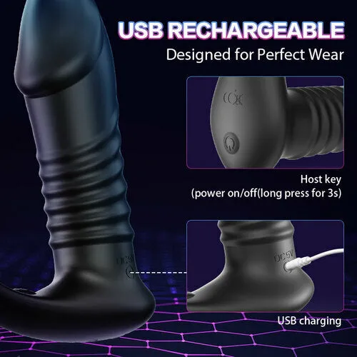 Free 10 Thrilling Vibration 3 Thrusting Silicone Remote Control Cock Ring Anal Vibrator