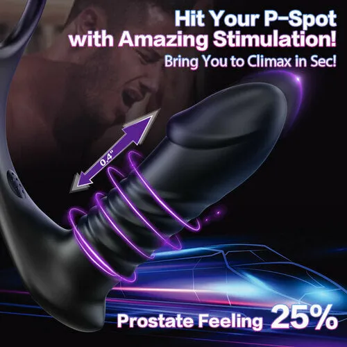 Free 10 Thrilling Vibration 3 Thrusting Silicone Remote Control Cock Ring Anal Vibrator