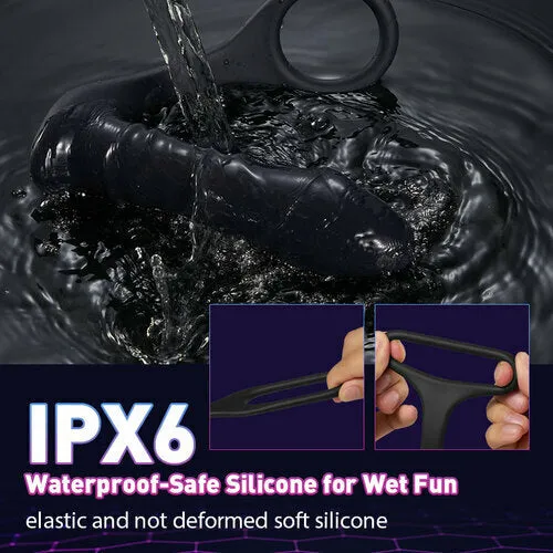 Free 10 Thrilling Vibration 3 Thrusting Silicone Remote Control Cock Ring Anal Vibrator