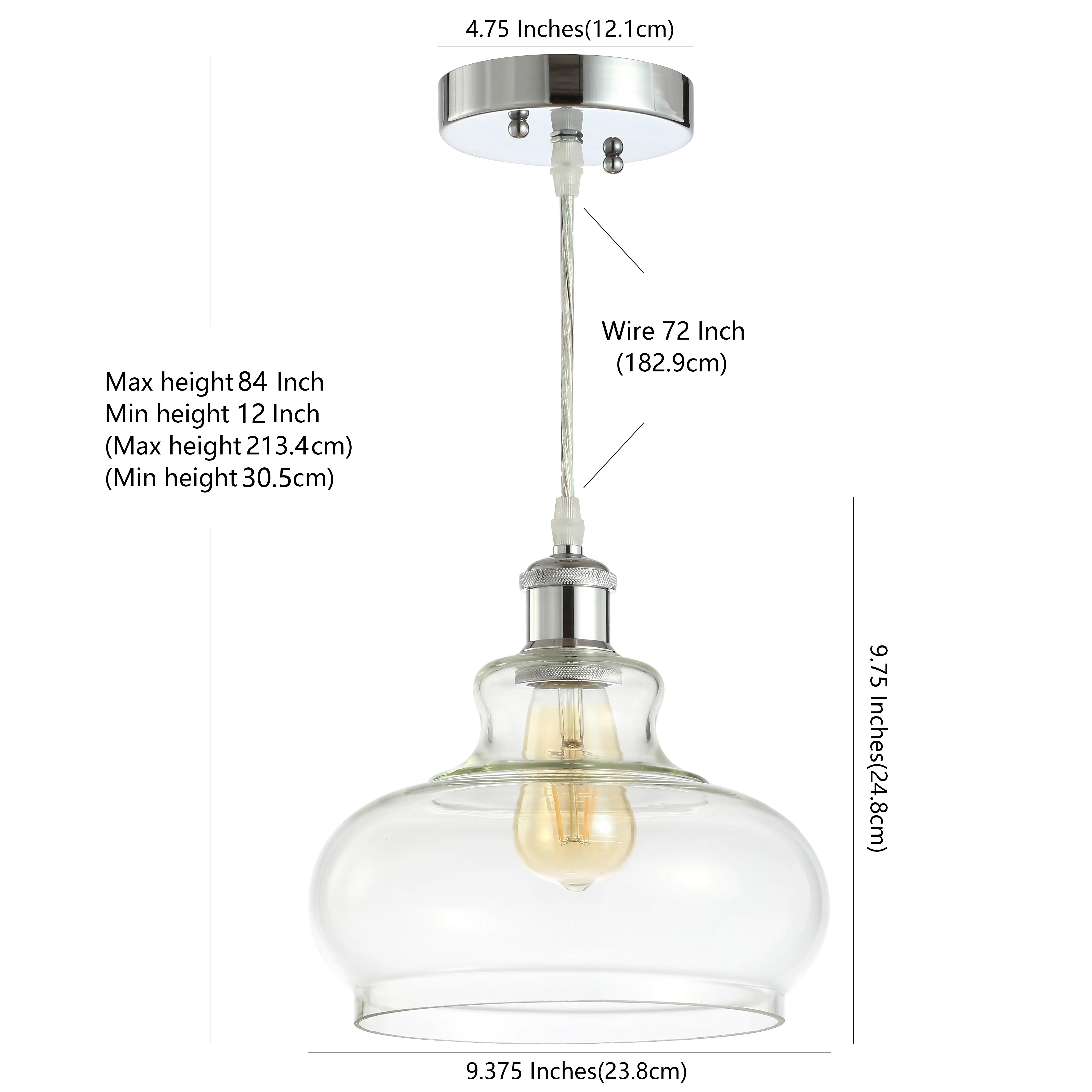 Gingsberry 9.38" Adjustable Iron/Glass Pharmacy LED Pendant
