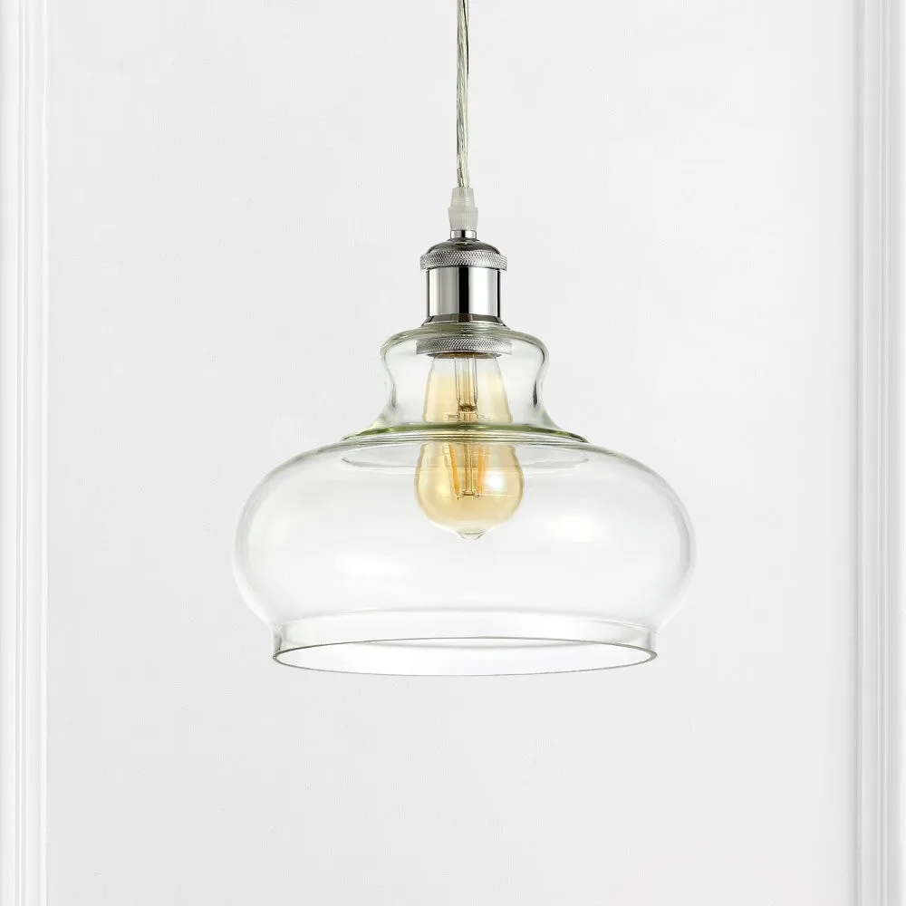 Gingsberry 9.38" Adjustable Iron/Glass Pharmacy LED Pendant