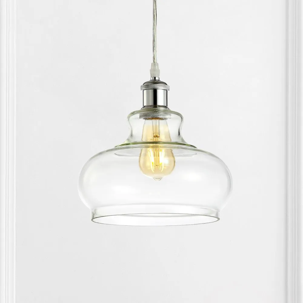 Gingsberry 9.38" Adjustable Iron/Glass Pharmacy LED Pendant