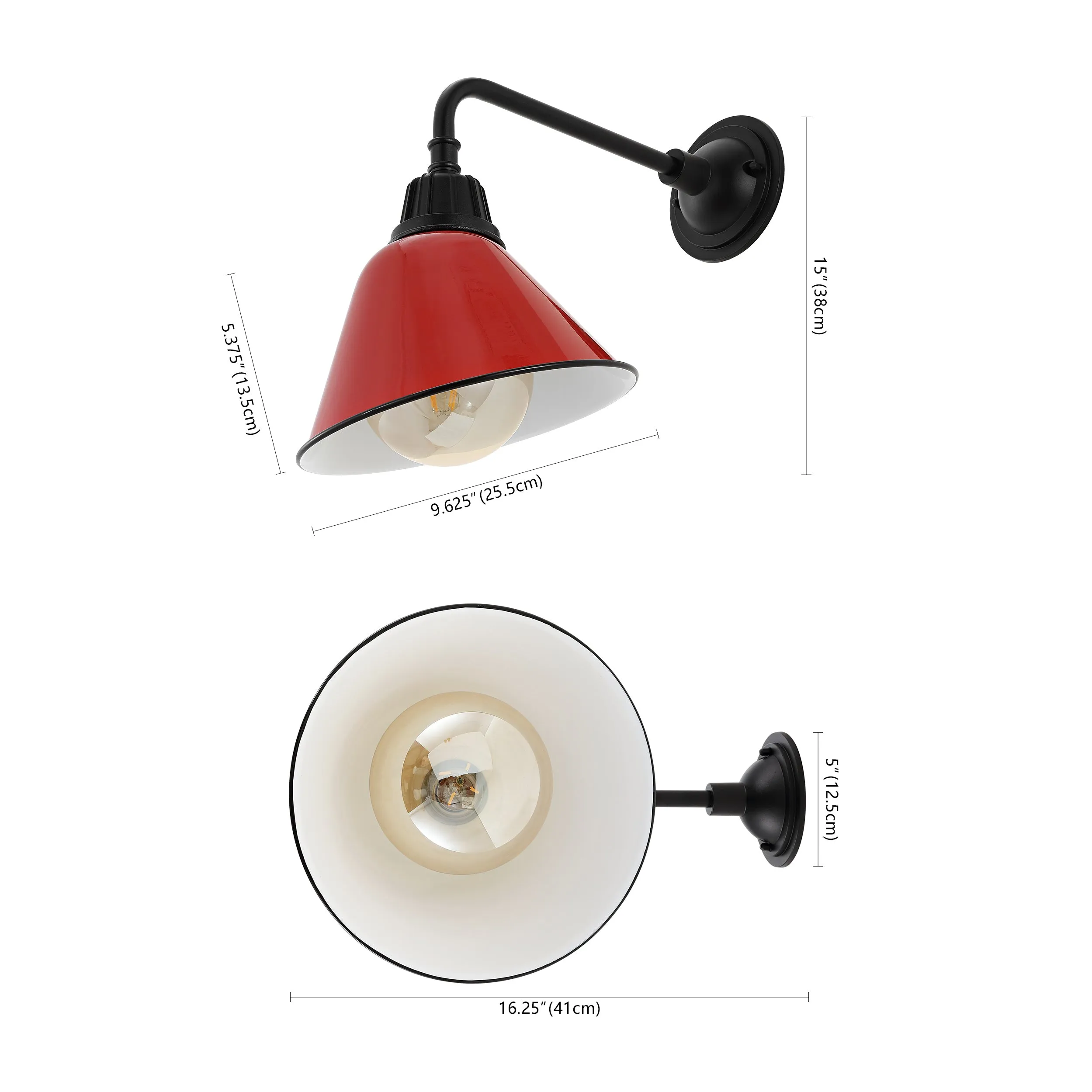 GOALPLUS 9.63"  Farmhouse Industrial Indoor/Outdoor Iron LED Gooseneck Arm Outdoor Sconce
