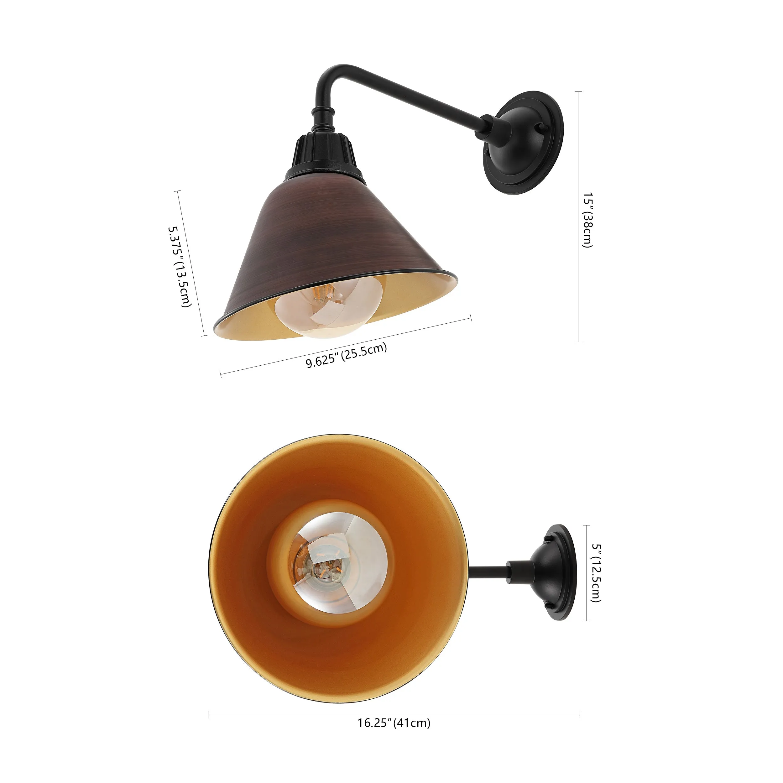 GOALPLUS 9.63"  Farmhouse Industrial Indoor/Outdoor Iron LED Gooseneck Arm Outdoor Sconce