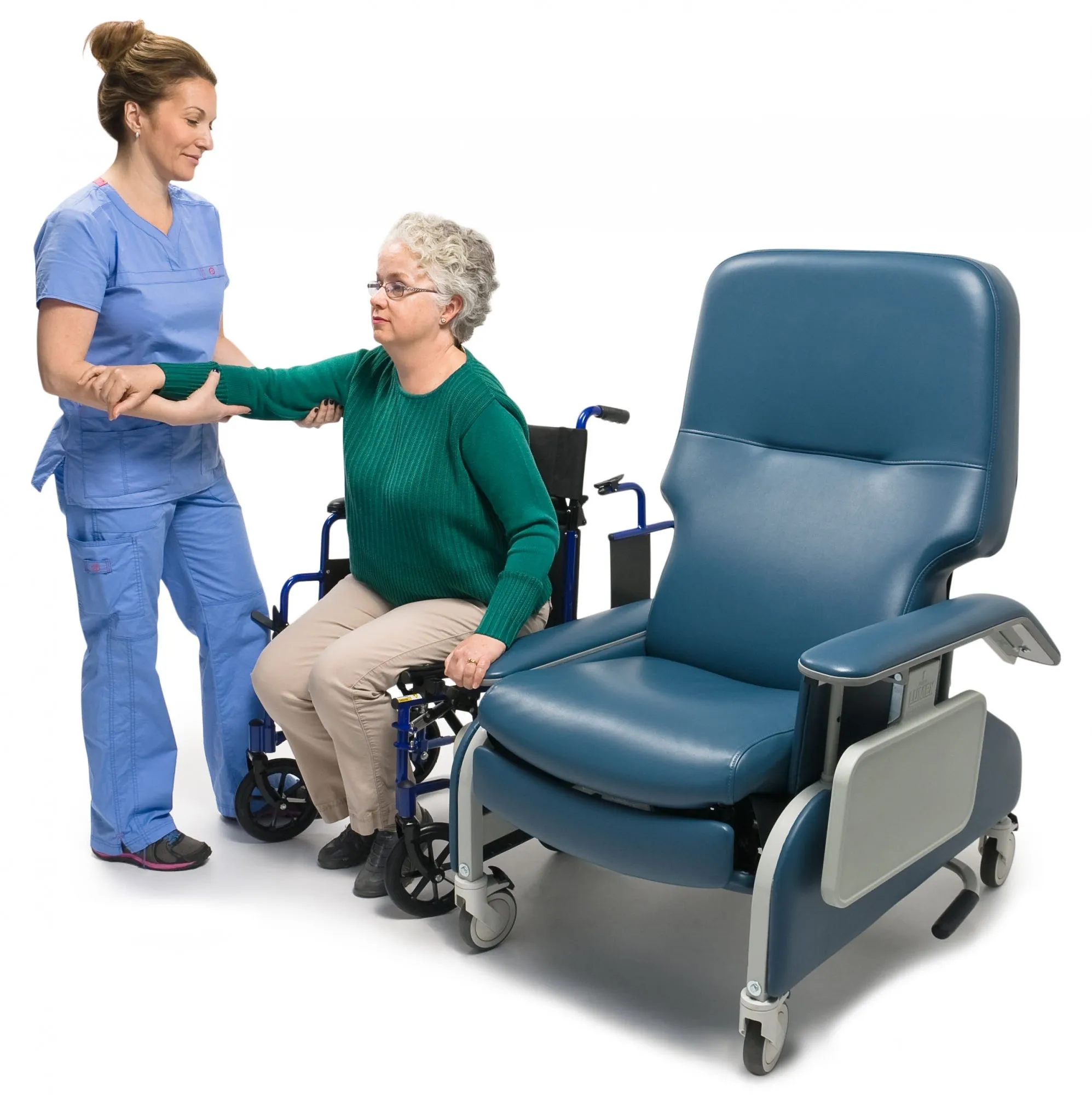 Graham Field Lumex Deluxe Clinical Care Recliner with Drop Arms with Fully Upholstered Arms - Heat & Massage
