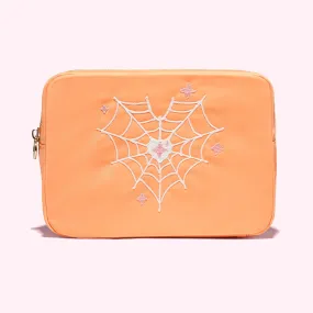 Hand Embroidered Heart Spider Web Large Pouch