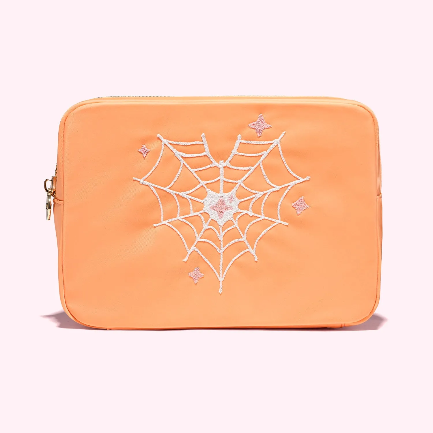 Hand Embroidered Heart Spider Web Large Pouch