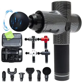 Handheld Deep Tissue Percussion Massager Gun With 6 Attachments 20-Speed LCD