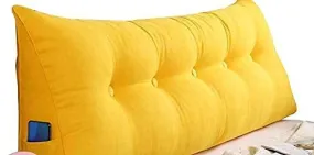 Indian Decor 803032 Headrest/Backrest Double Head Triangular Pillow Sofa Back Soft Pack Bed Large Protection Waist (Color : Yellow, Size : 80×21×50cm)