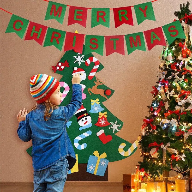 Interactive Felt Christmas Tree Set with Ornaments