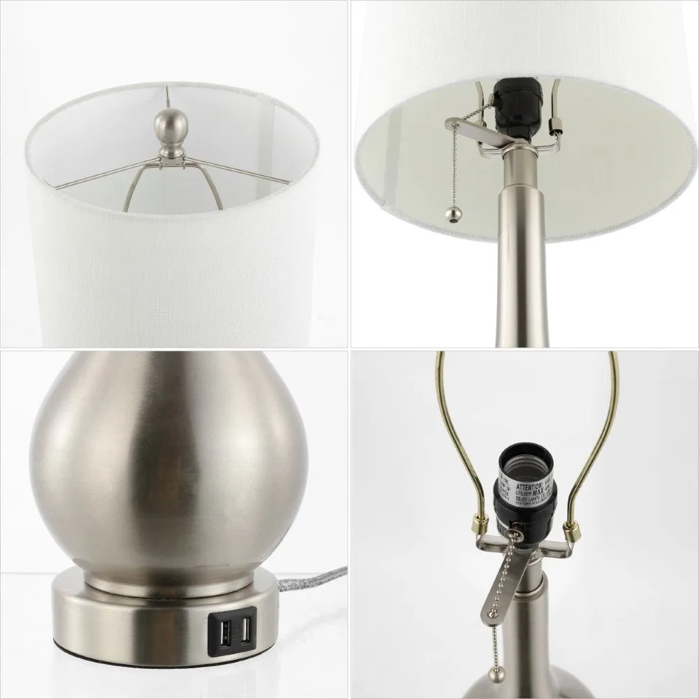 Jacek 24" Modern Classic Gourd Iron LED Table Lamp with Pull-Chain with Dual USB Charging Port