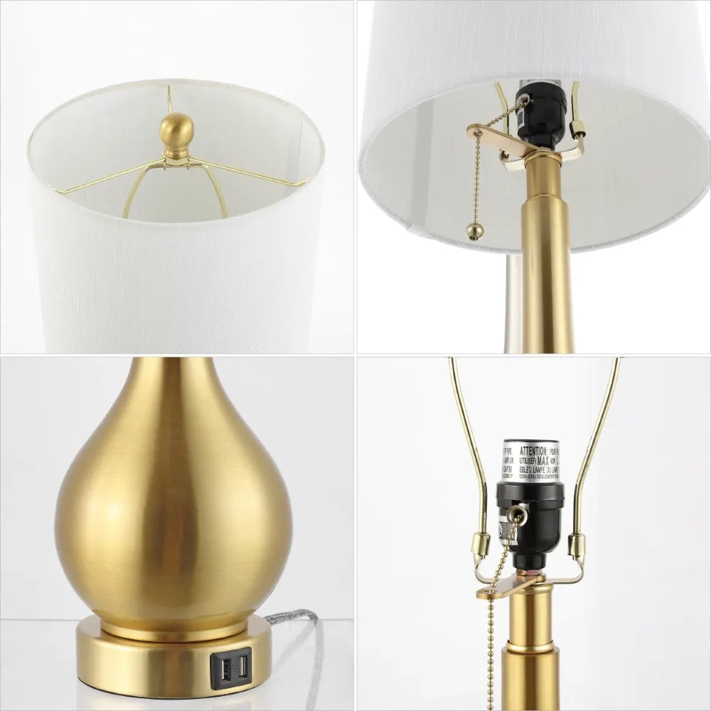 Jacek 24" Modern Classic Gourd Iron LED Table Lamp with Pull-Chain with Dual USB Charging Port
