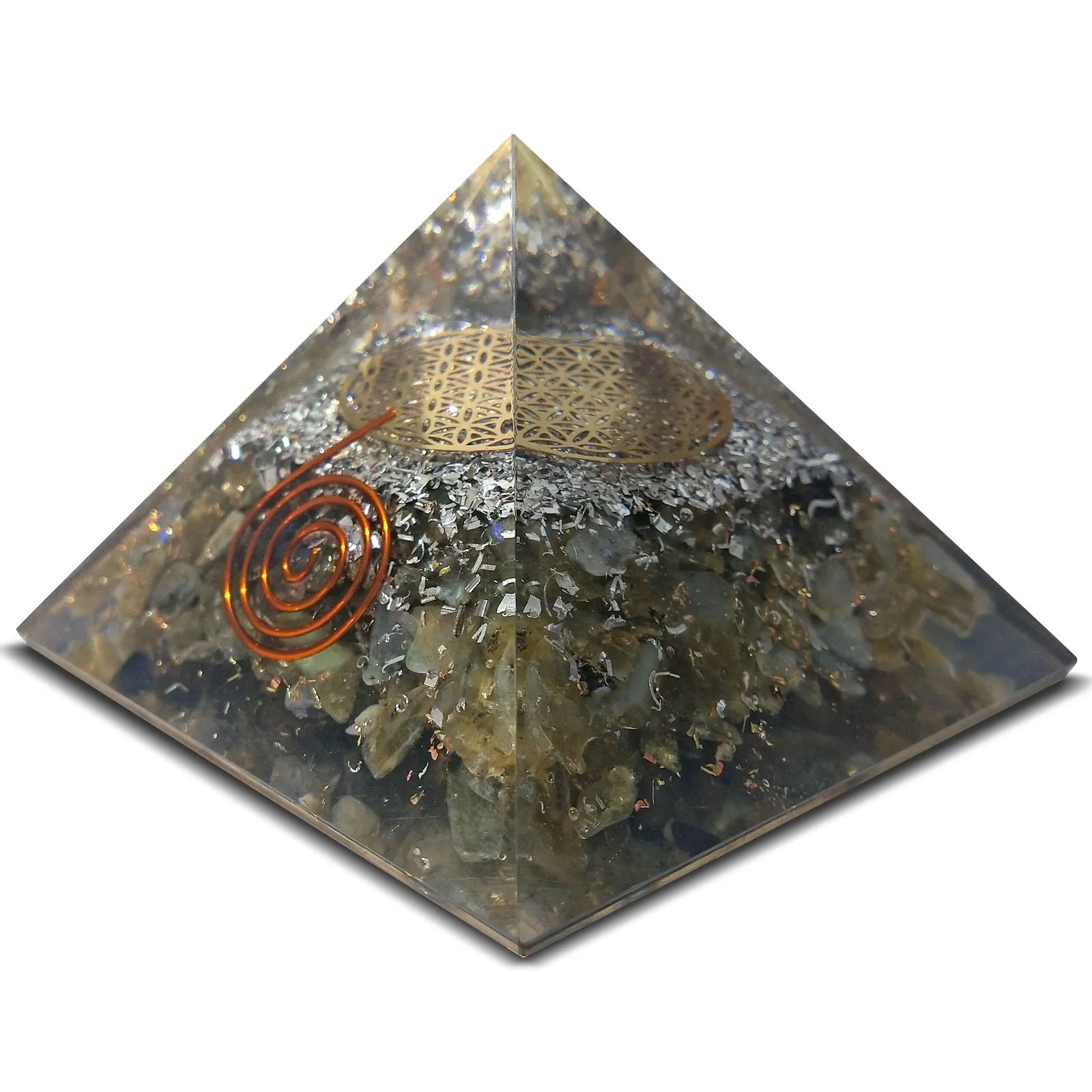 Labradorite Orgone Pyramid Reiki Healing Energy Chakra Aura Balancing
