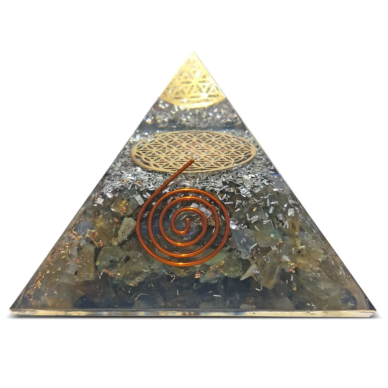 Labradorite Orgone Pyramid Reiki Healing Energy Chakra Aura Balancing
