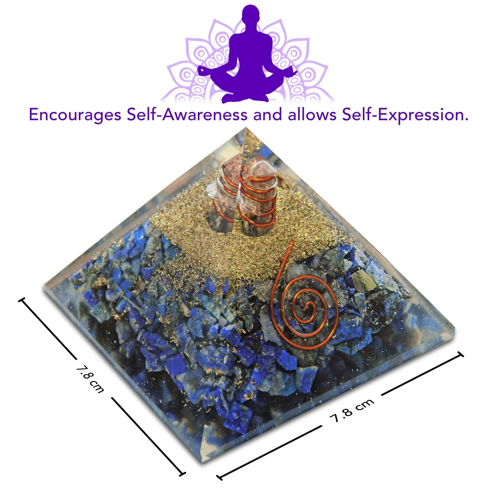 Lapis Lazuli Clear Quartz Orgone Pyramid Reiki Chakra Balancing Energy